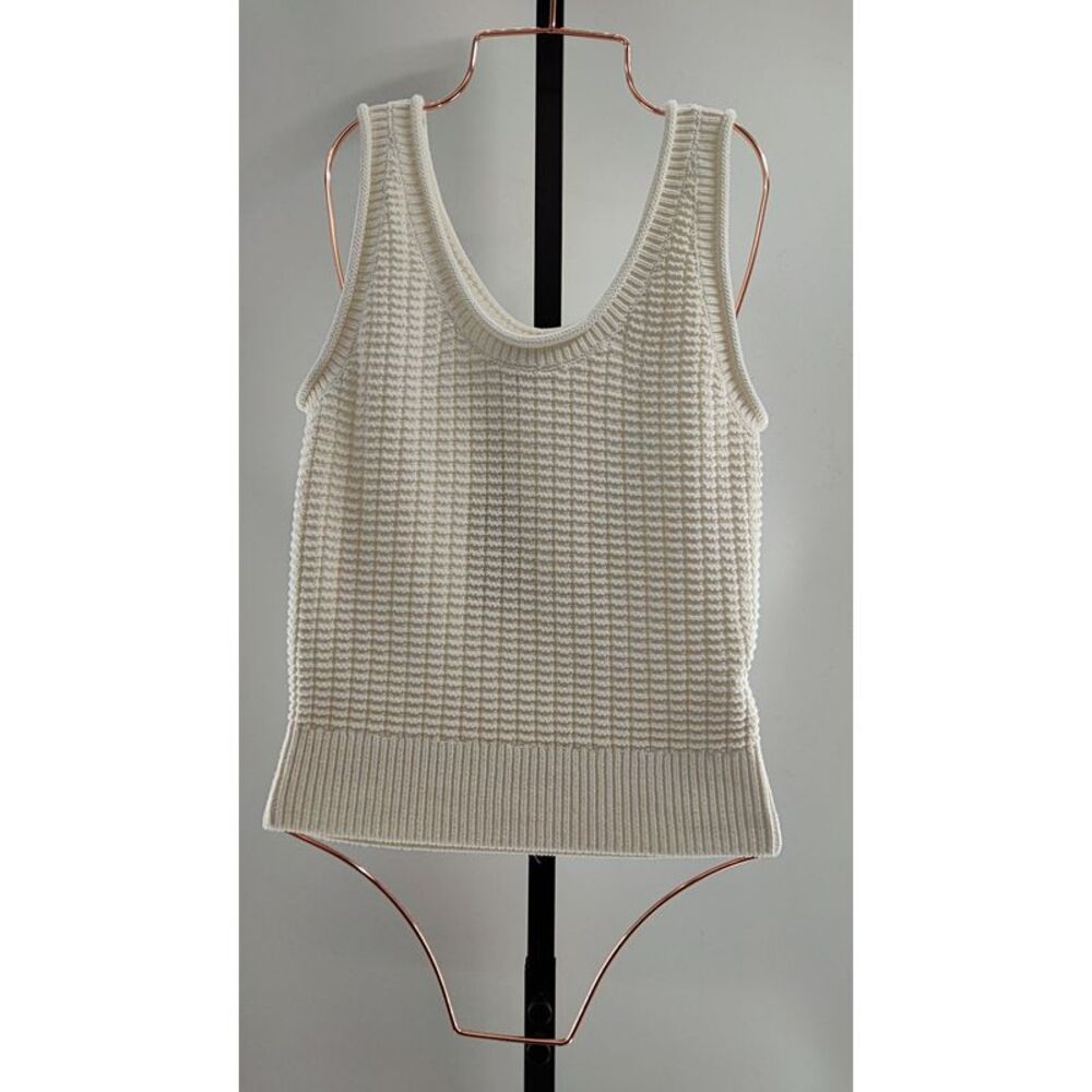 Quince Cream Textured Knit Tank Top